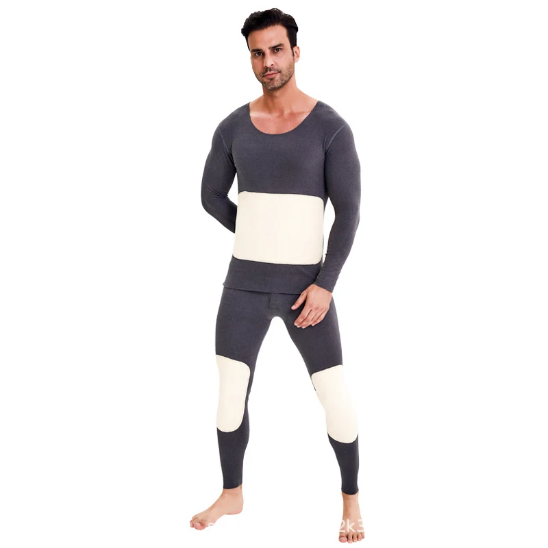Men Winter Thermal Underwear Set Mens Warm Seamless Thermo Underwear Suit 2Pcs Tops +Pants Male Thicken Long Johns With Wool