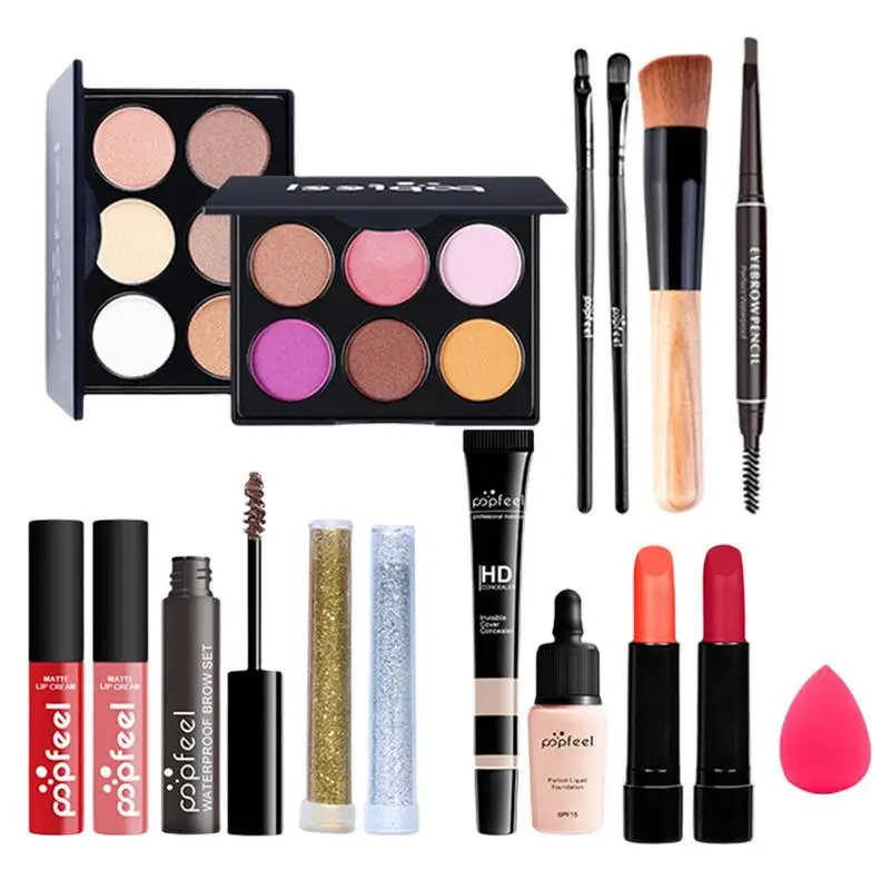 

Make Up Kits Adult Long Lasting Makeup Gift Set 16 Pcs Cosmetic Kit With Brush Light Makeup Gift Box Create Silky Sheen Makeup