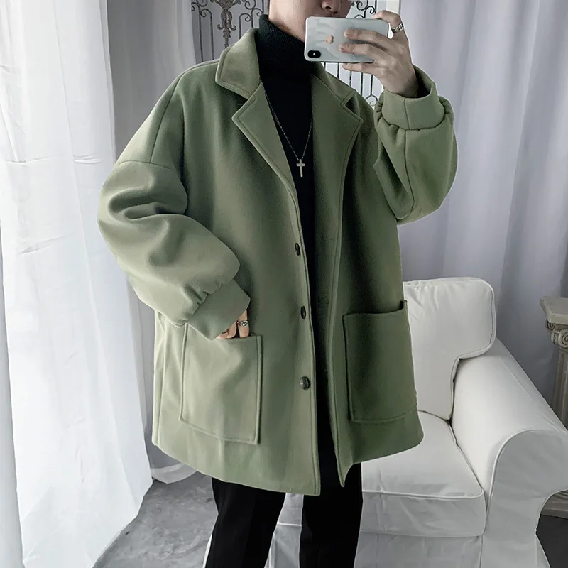 

Men Clothing 2022 Autumn Winter Loose Casual Woolen Coat Men's Korean Style Trendy Mid-length Woolen Coat Jacket