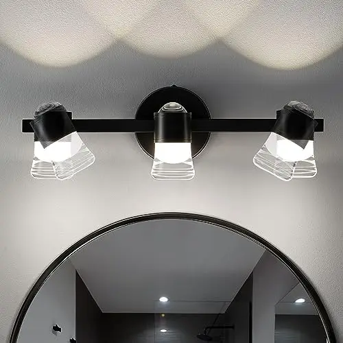 

Bathroom Vanity Lights Over Mirror, 3 Lights Bathroom Vanity Light Fixture with Adjustable Direction, Upward Illumination
