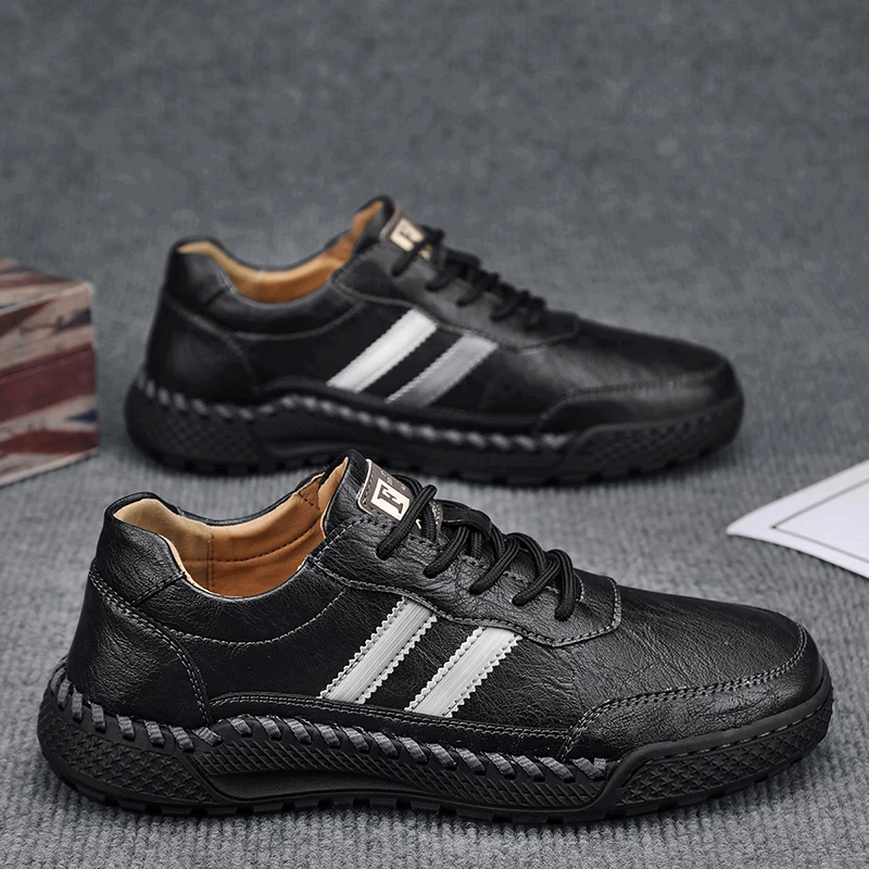 Модная брендовая мужская обувь летние и осенние дышащие спортивные черные