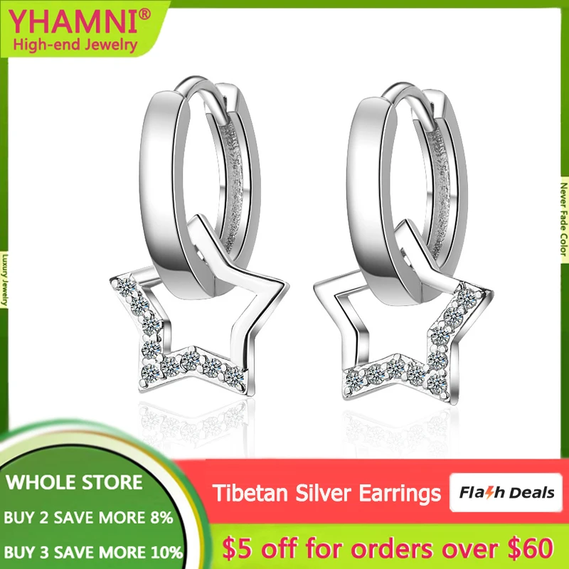 

New Trendy Crystal Zircon Star Drop Earrings Original 925 Silver Needle Earings Korean Fashion Wedding Jewelry for Women E401
