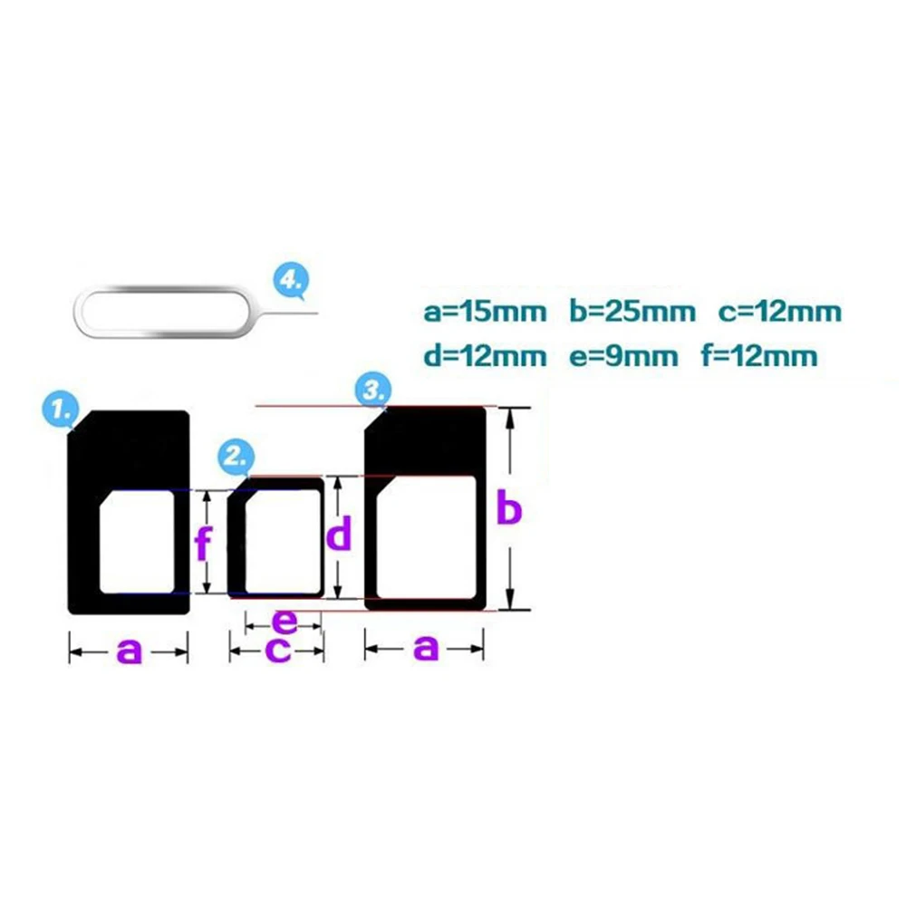 4 In 1 Sim Card Adapter Kits With Card Pin Standard Micro Sim Card Tray For Nano Sim Card Converter Close Perfect Fit Sim Slot images - 6