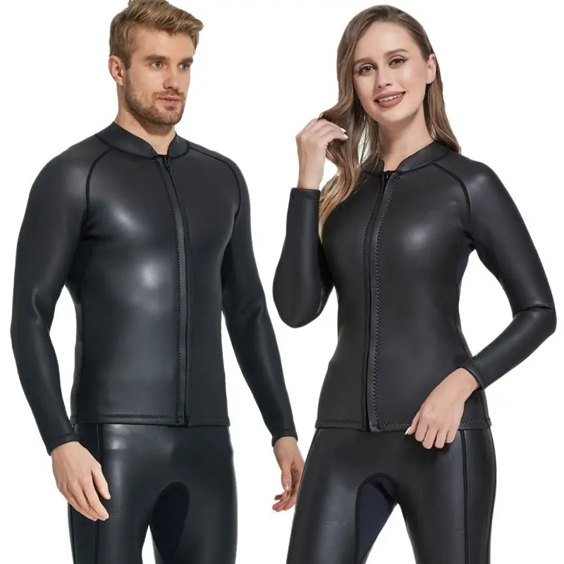 2MM CR Leather Diving Jacket For Men Women Neoprene Wetsuit Scuba Spearfishing Surfing Snorkeling Diving Coat Winter Swimwear
