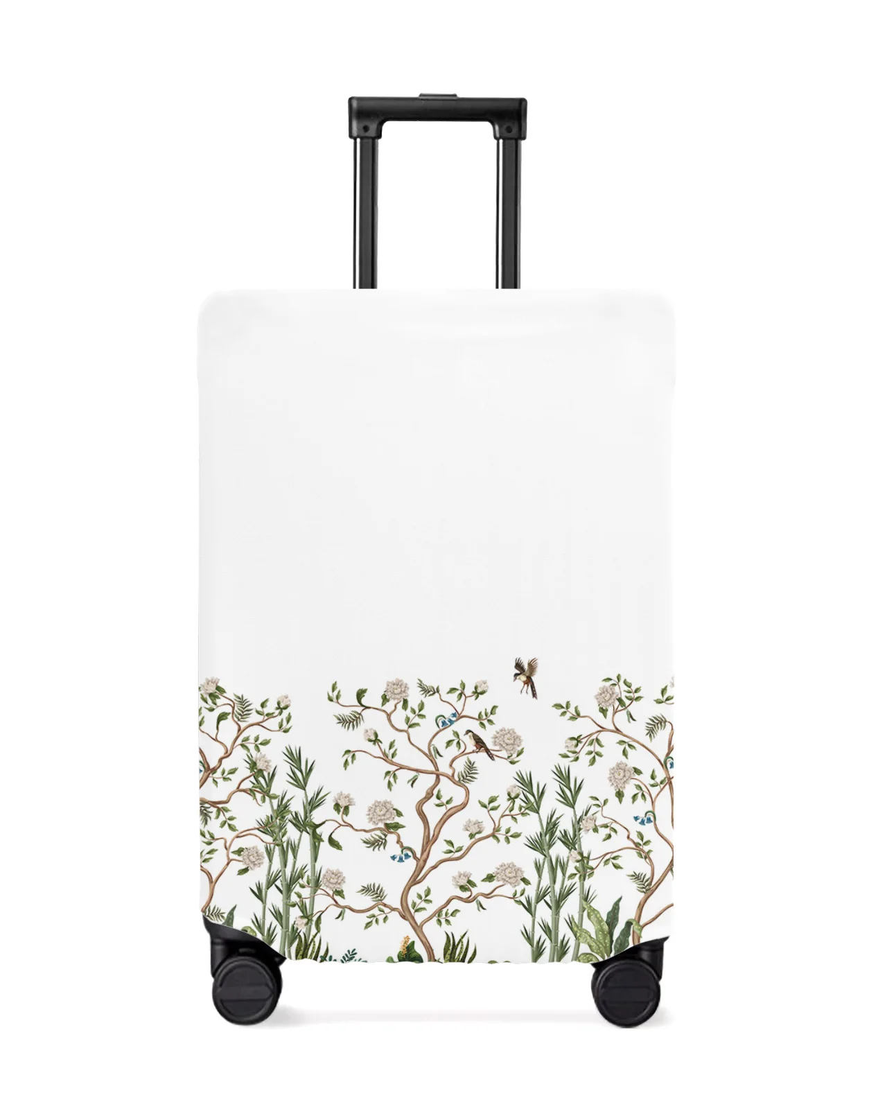 

White Flower Plant Bird Travel Luggage Cover Elastic Baggage Cover For 18-32 Inch Suitcase Case Dust Cover Travel Accessories