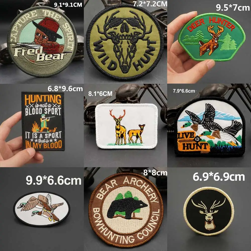 Нашивки с вышивкой оленя охотника липучкой и петлей значок для одежды шляпы