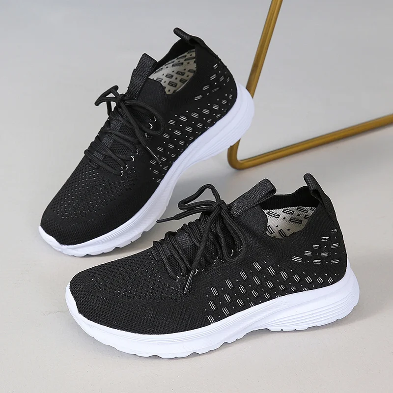 New large women's running mesh surface breathable casual fashion thick-soled women's light sports loafers vulcanized shoes