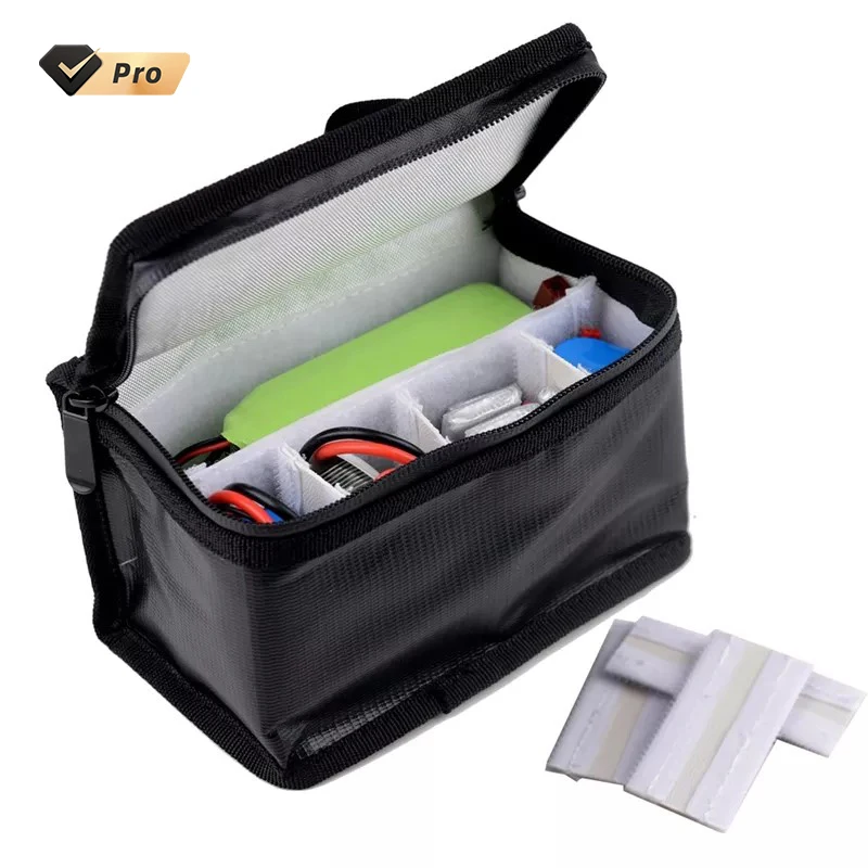 

ENGPOW Fireproof Explosion Proof Safety Battery Bag Built in 8 Compartments for RC Model Airplane Helicopter FPV Drone Batteries