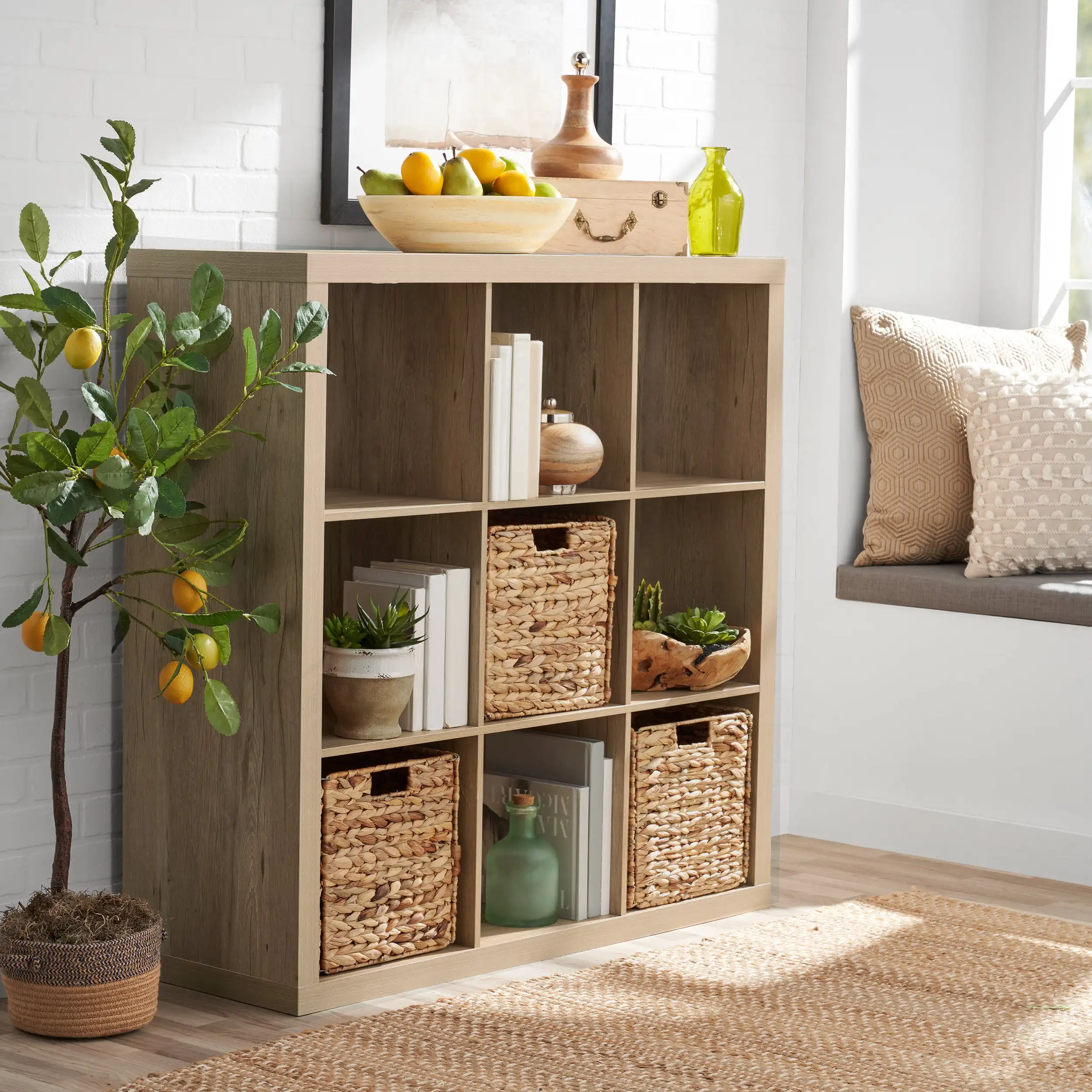 

9-Cube Storage Organizer, Natural Bookcase Organizer Used To Place Items Multiple Finishes (Us Stock)
