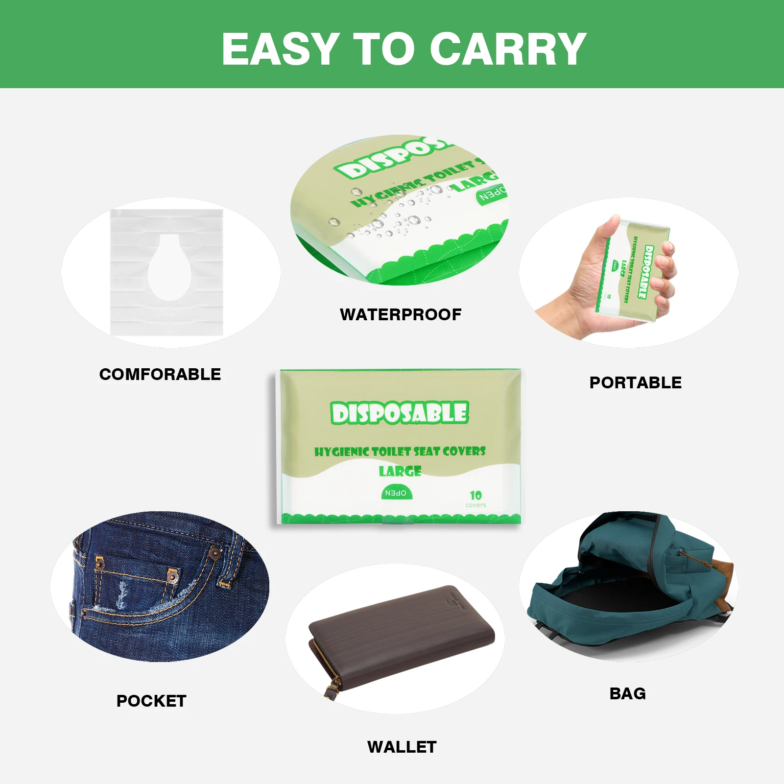 50 Pack Toilet Seat Covers Paper Flushable,Travel Disposable Flushable Paper Toilet Seat Covers  Adults and Kids Potty Training