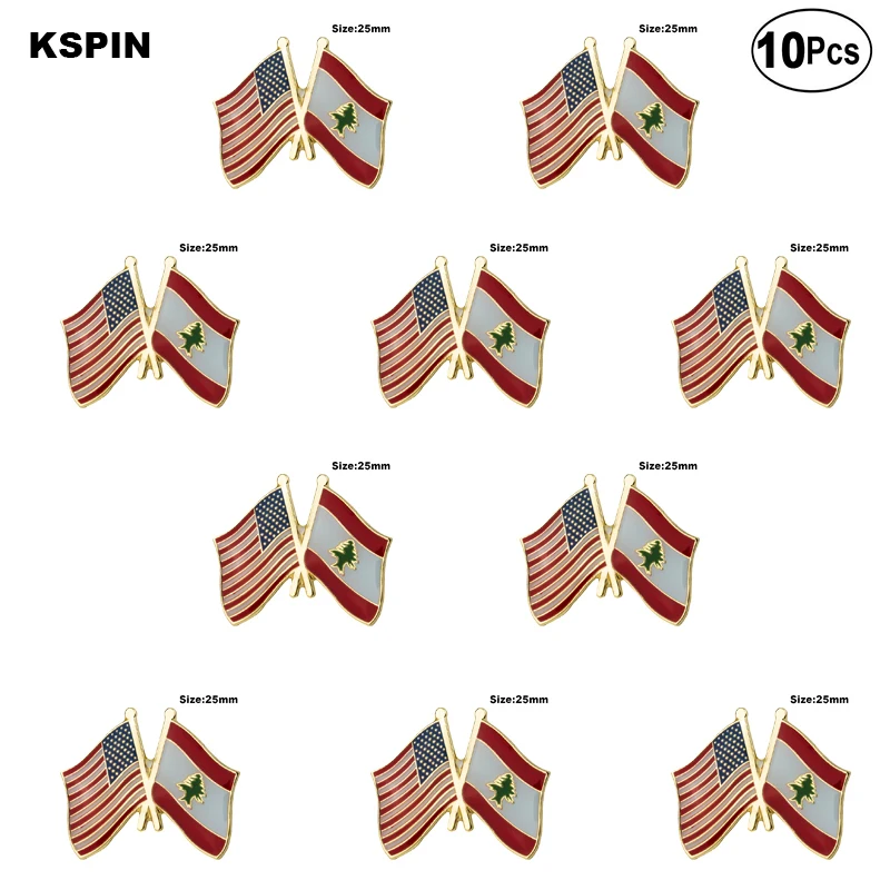 

U.S.A. & Lebanon Lapel Pin Flag badge Brooch Pins Badges 10Pcs a Lot