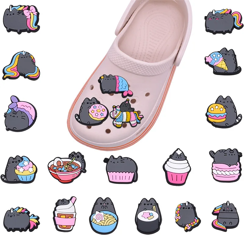 Pusheen украшение для обуви мультяшная фигурка милый комплект с подвесками и