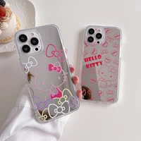 bandai hello kitty bow tie cute cartoon mirror phone case for iphone 11 12 13 pro max x xr xs max hard fundas
