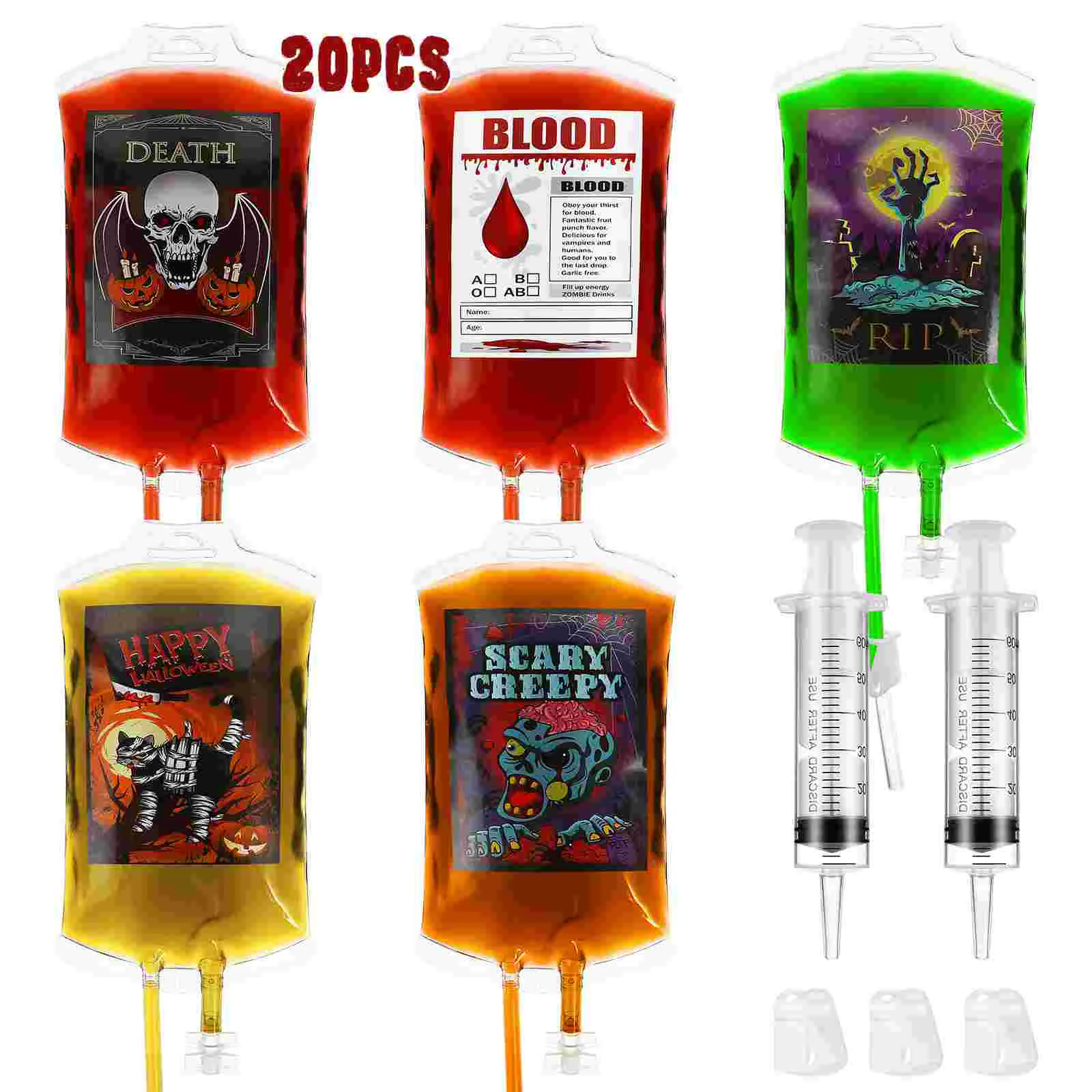 

Bags Blood Party Drinksdrink Decorations Pouchesspooky Supplies Favors Reusable Flaskspouch Kids Bulk Syringe Bag Beverage