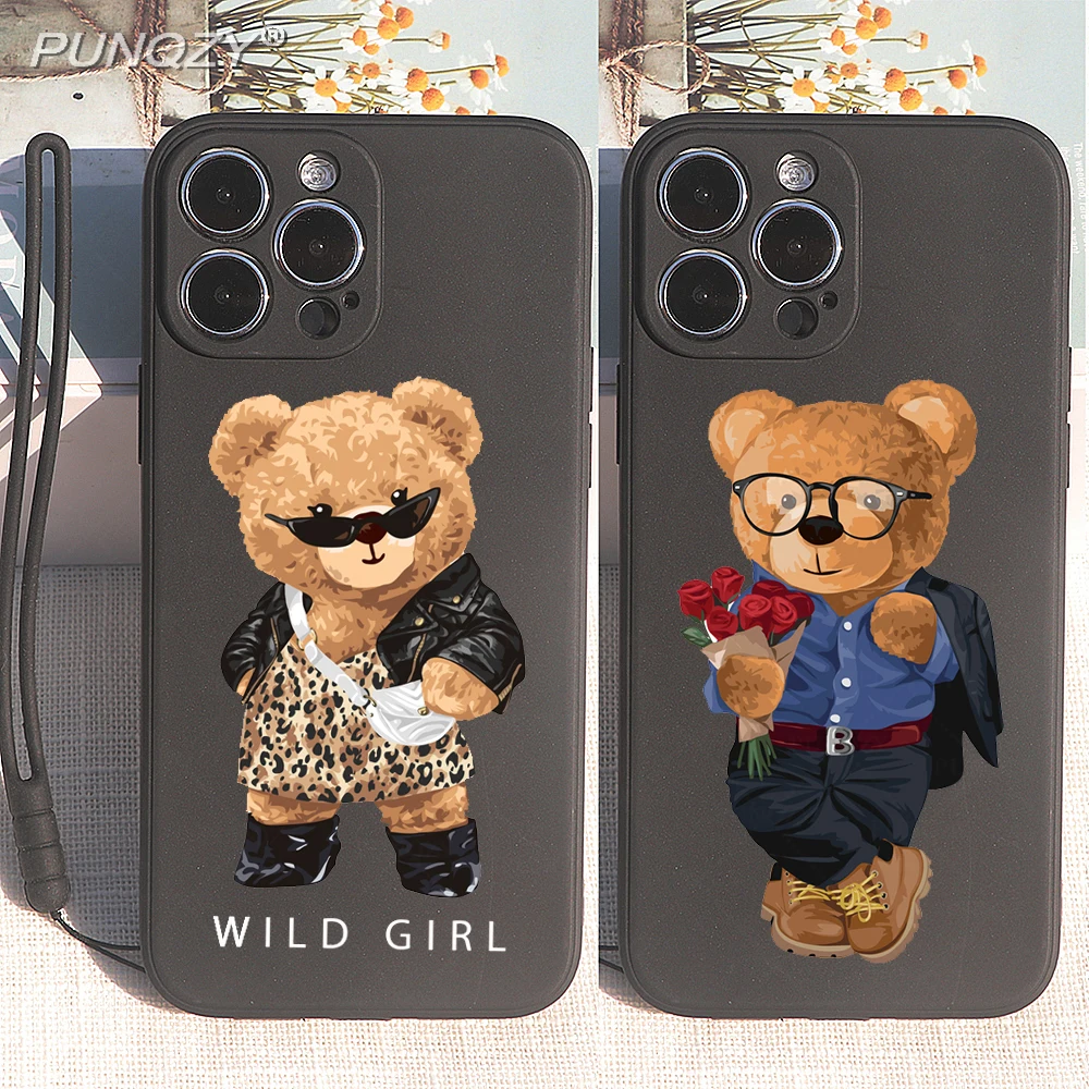 

Милый спортивный чехол для телефона с изображением девушки медведя с полным покрытием объектива для Samsung Galaxy S21 S20FE S22 S23 A73 A53 5G A12 A13 A32, мягкий чехол из ТПУ