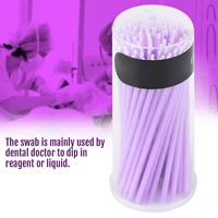 100 pieces purple dental disposable small brushing material micro applicator swabs can wipe dental supplies from multiple angles