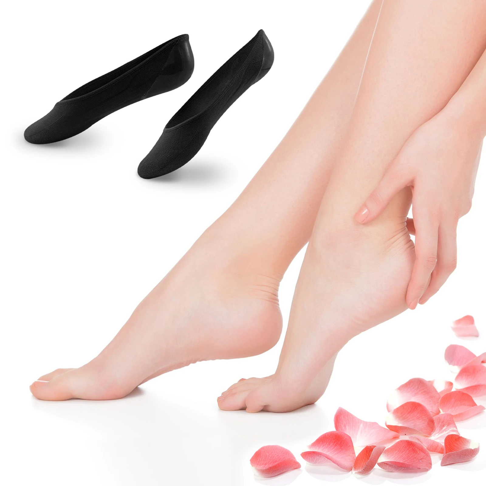 

Summer Women Silica Gel Boat Socks Invisible Cotton Soild Color Non-slip Antiskid Slippers Anti-Slip Tops Office Lady 1pair-2pcs
