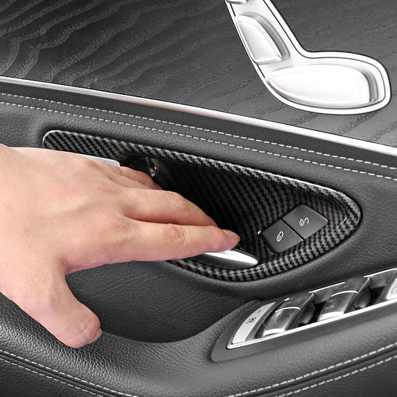 Автомобильная дверная ручка из углеродного волокна крышка чаши отделка для Mercedes