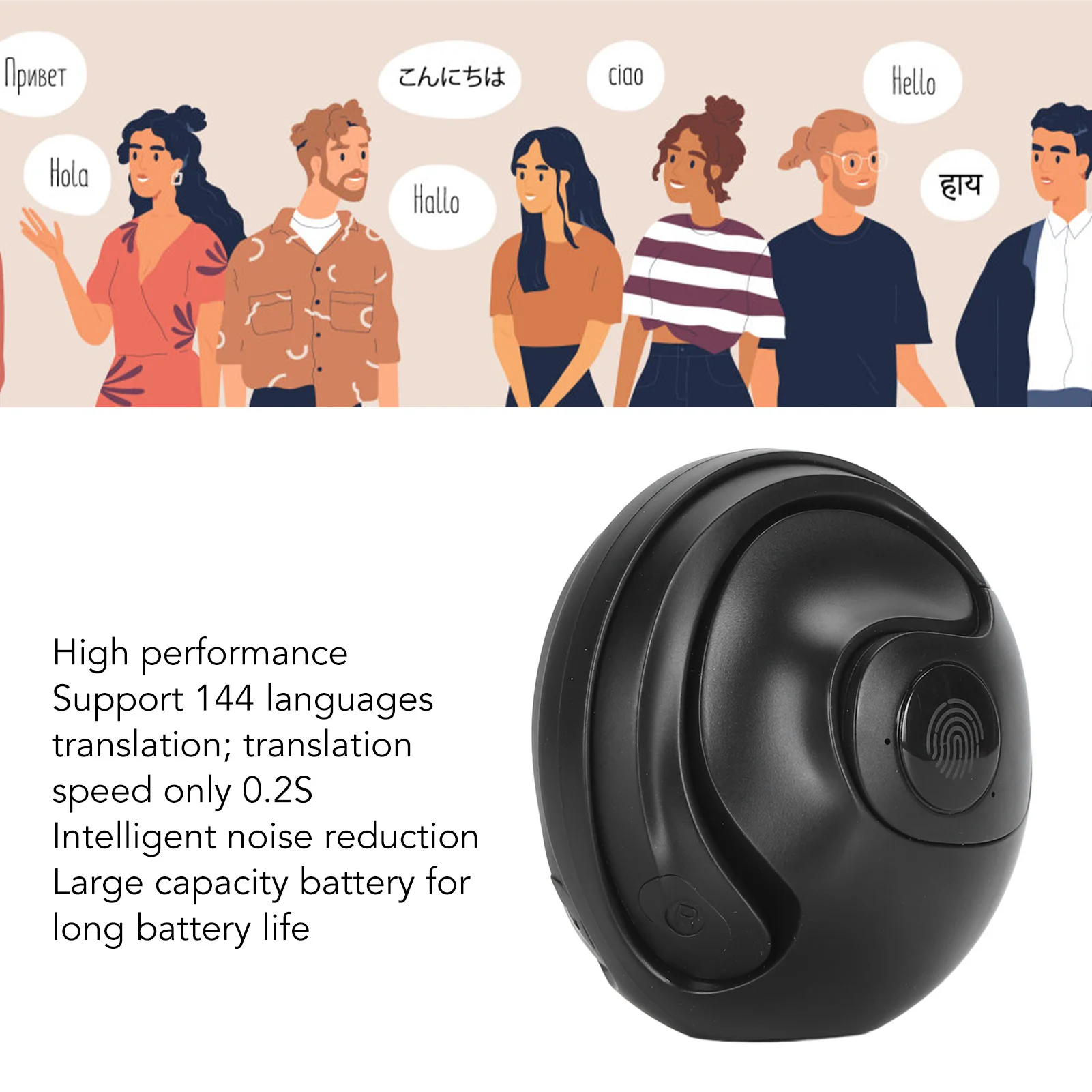 Наушники-переводчики с 3 режимами Bluetooth 5.3 поддержка 144 языков онлайн-перевод