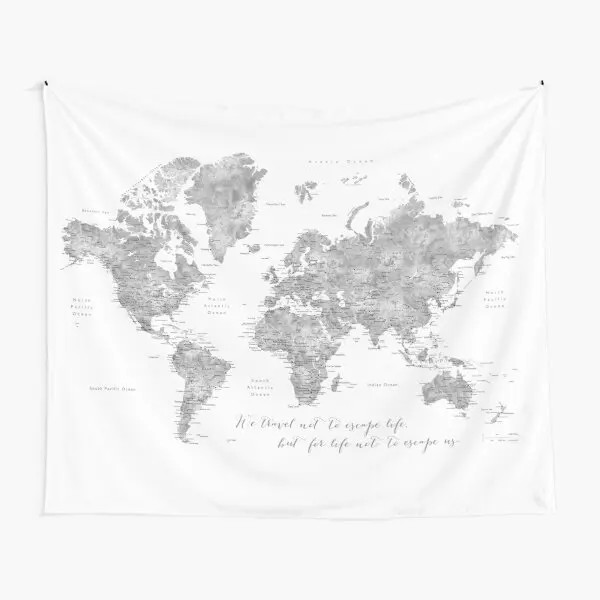 

Детальная карта мира, мы путешествуем, мы путешествуем, не к Esc, искусство дома, коврик для йоги, Украшение стен, путешествия, жилое одеяло, пе...