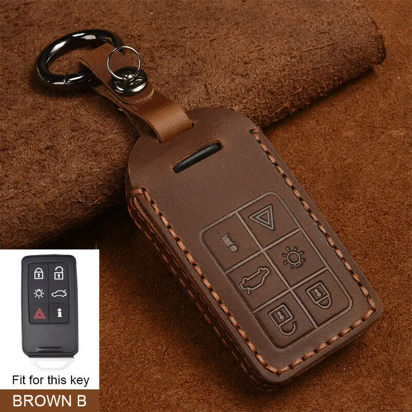 

Кожаный чехол для дистанционного ключа автомобиля для Volvo XC60 V60 S60 XC70 V40, автоаксессуары, держатель для ключей с брелком