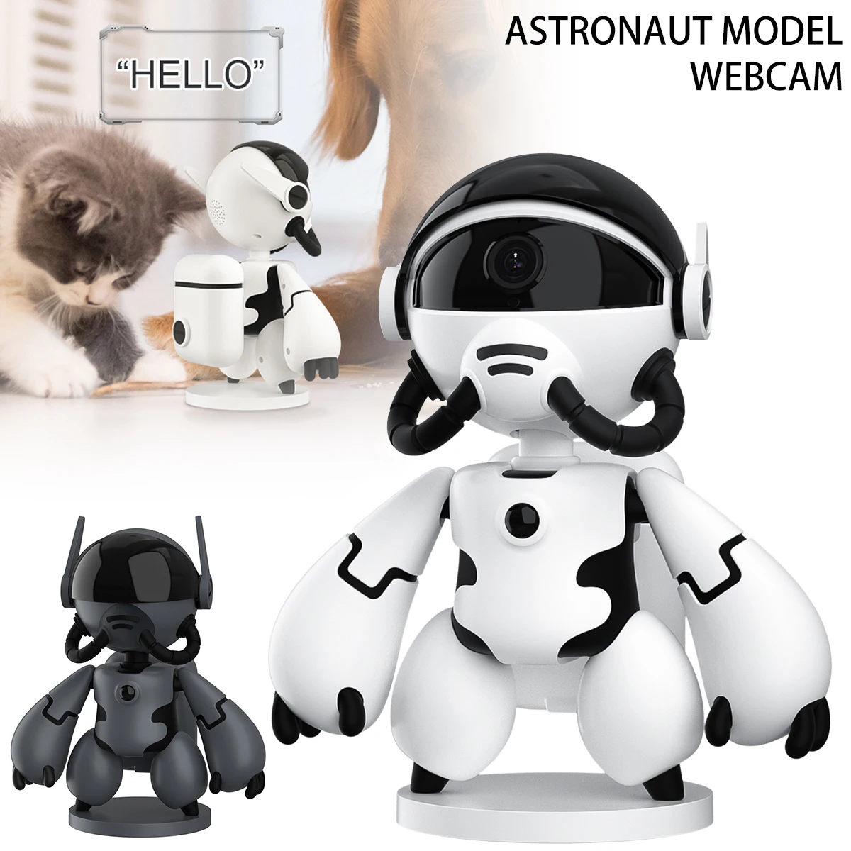 

Astronaut Shape WiFi Surveillance Camera HD1080P Wireless Security Camera with Removable Base IP Camera App Control Compatible