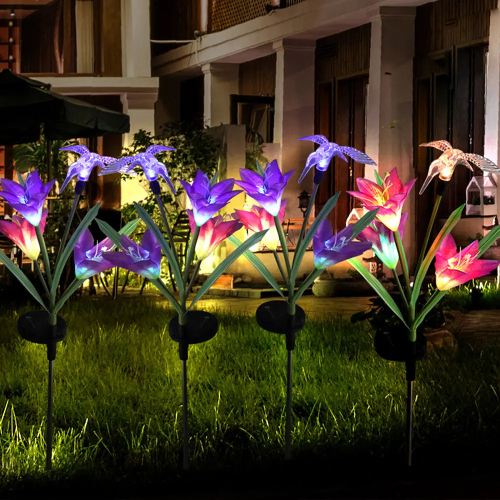 

Ground Plug Light Home Decorative ABS+Cloth Yellow Lawn Lamp Purple Pink White Flower Lights Garden Decoration Brown LED Solar