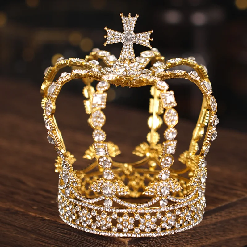 

MYFEIVO Rhinestone Whole Circle Crown European and American Crown Bridal Headdress Crown Hair Accessories HQ1725