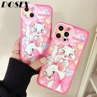 disney marie cat phone case for iphone 13 12 11 pro max xs x xr 7 8 plus case cartoon girl cute pink cover for women y2k female