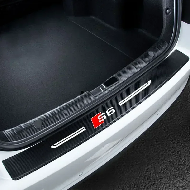 Фото Наклейки на пороги автомобиля, защитная пленка для Audi S6, наклейка на бампер багажника, лента на порог, водонепроницаемые наклейки из углеродного волокна для интерьера №4