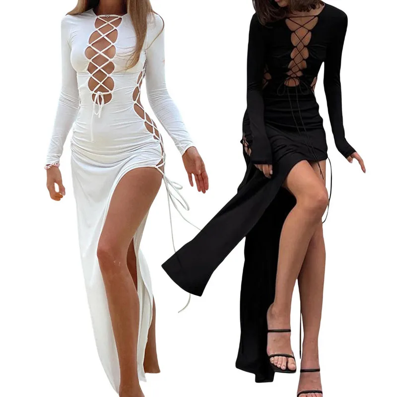 

Женские Сексуальные облегающие платья, вечерняя одежда для вечеринки, Осень-зима 2022, винтажное платье с глубоким V-образным вырезом и длинны...