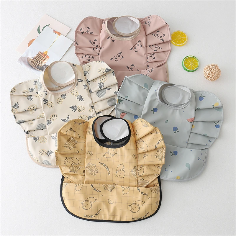 

Waterproof PU Baby Bibs Toddler Boys Girls Eating Apron Sleeveless Angel Wings Baby Feeding Bib Art Smock for 0-3T Newborn Kids
