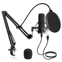 usb microphone condenser d80 recording microphone with stand and ring light for pc karaoke streaming podcasting