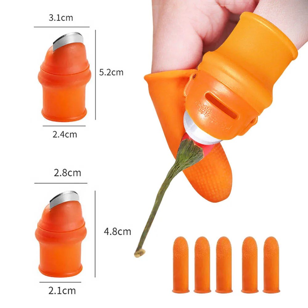

Silicone Finger Protector Knife Set Vegetable Fruit Pickle Picker Iron Nail Pick Grape Picker for Garden Pepper Orchard Patch