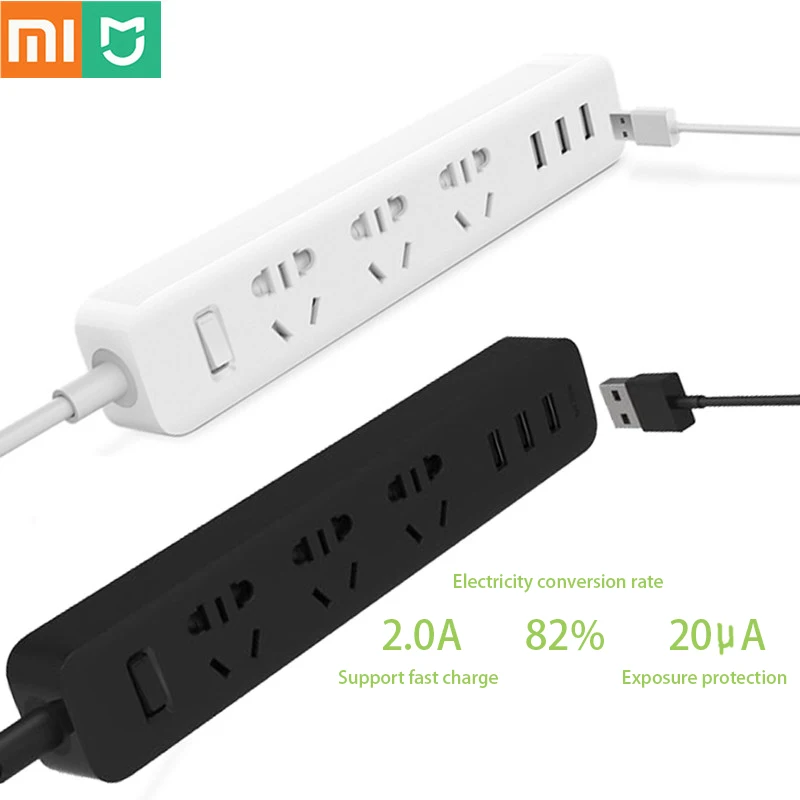 

Original Xiaomi Power Strip Outlet Socket 3 USB 1.8m Extension Socket Plug Extension Wall Mijia Socket with AU/EU/UK/US Adapter