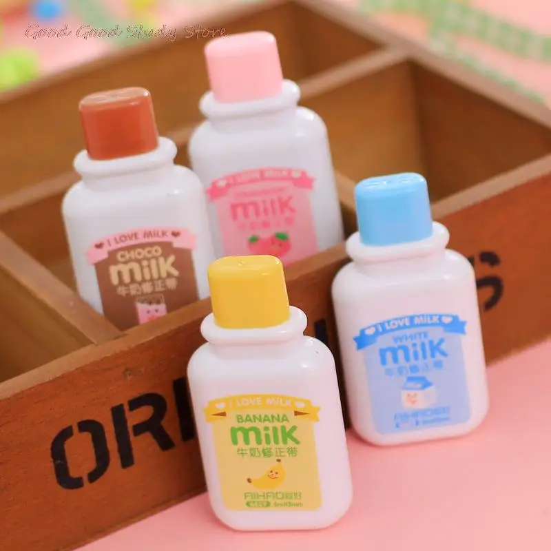 

2022 1PC Random Color Novelty Milk Bottle Kawaii White Out Corrector Practical Correction Stationery