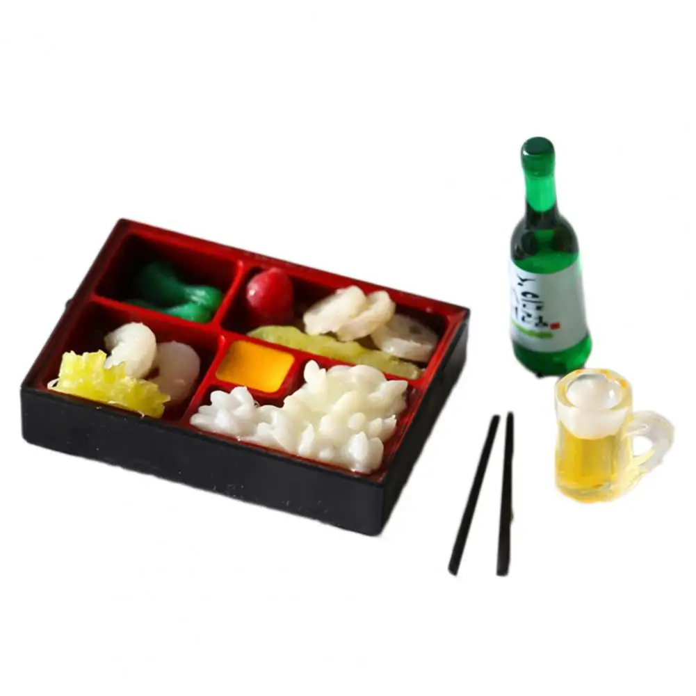 

1 Set Cute 1:12 Dollhouse Miniature Food Set Dollhouse Bento Colorful Portable