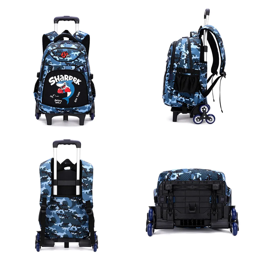 Rolling Backpack for Boys Cute Kids School Bags Trolley Bookbag Wheeled Daypack for Elementary School Students Mochila Infantil