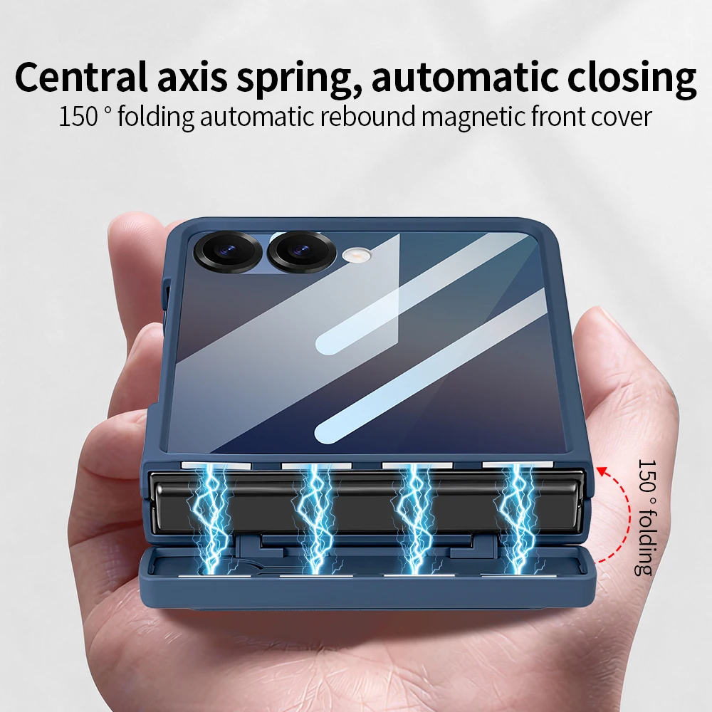Фото Роскошный кожаный чехол для Samsung FLIP 7 6 с полной защитой, предустановленной защитной пленкой из закаленного стекла и чехлом для S Pen №5
