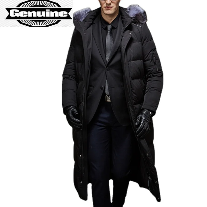 Fox Winter Coat Man Clothing Fur Collar Long Men's Puffer Jacket Hooded Thicken Warm Male Coat Puffer Jacket Masculina