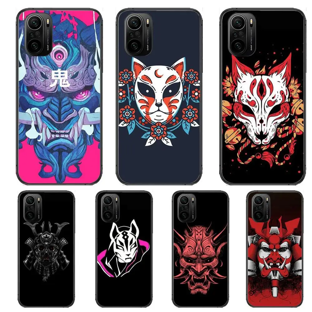 

Samurai Oni Mask Phone Case For xiaomi redmi POCO F1 F2 F3 X3 Pro M3 9C 10T Lite NFC Black Cover Silicone Back Prett mi 10 ultra