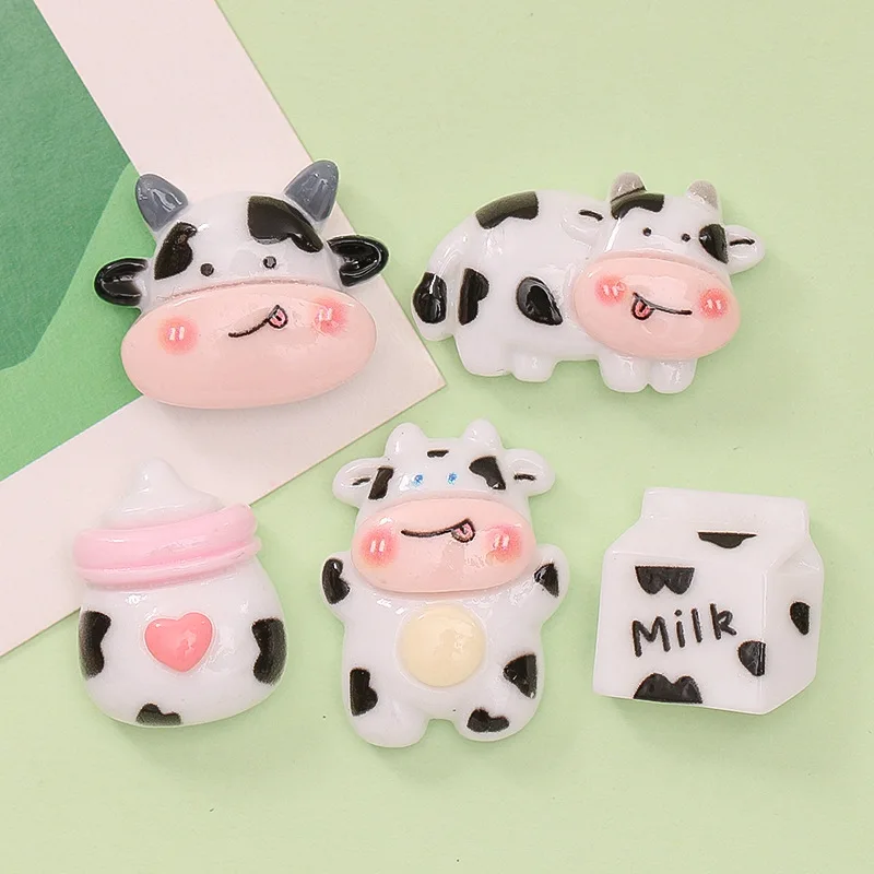 10 шт., новая милая яркая поверхность, мультяшное животное, маленькая корова, маленький альбом из смолы, ювелирные изделия «сделай сам», свадебная шпилька, аксессуары A68