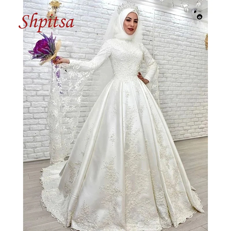 

Женское кружевное свадебное платье с длинным рукавом, атласное платье в африканском стиле