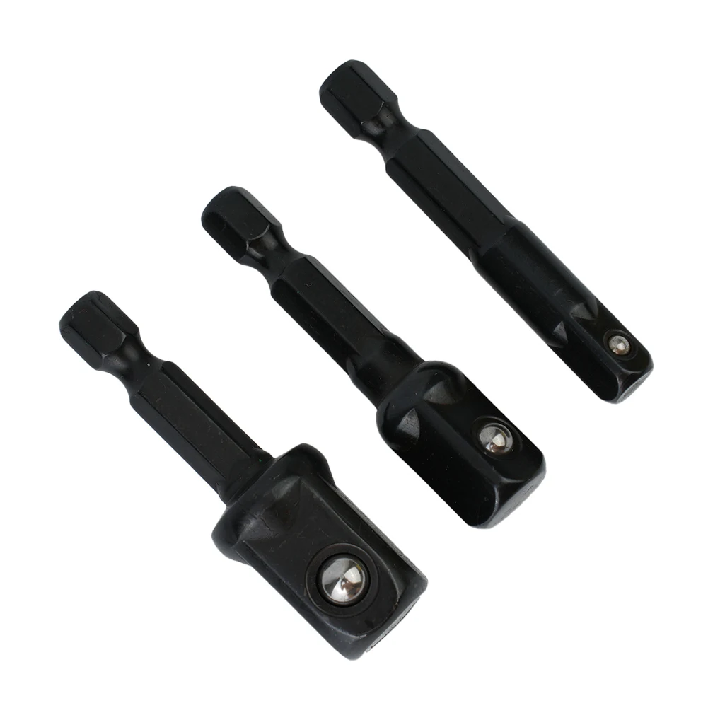 

3pc Impact Socket Adapter 1/4 3/8 1/2Inch Nut Driver Sockets Hex Shank Extension Ecoflow Flipper Zero Tools Llavero Inteligente
