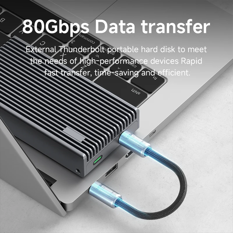 Фото Кабель Hagibis USB4, портативный брелок с коротким кабелем C-C, ремешок Type-C, кабель 240 Вт, 80 Гбит/с для Thunderbolt 4/5 iPhone 16 Pro SSD №5