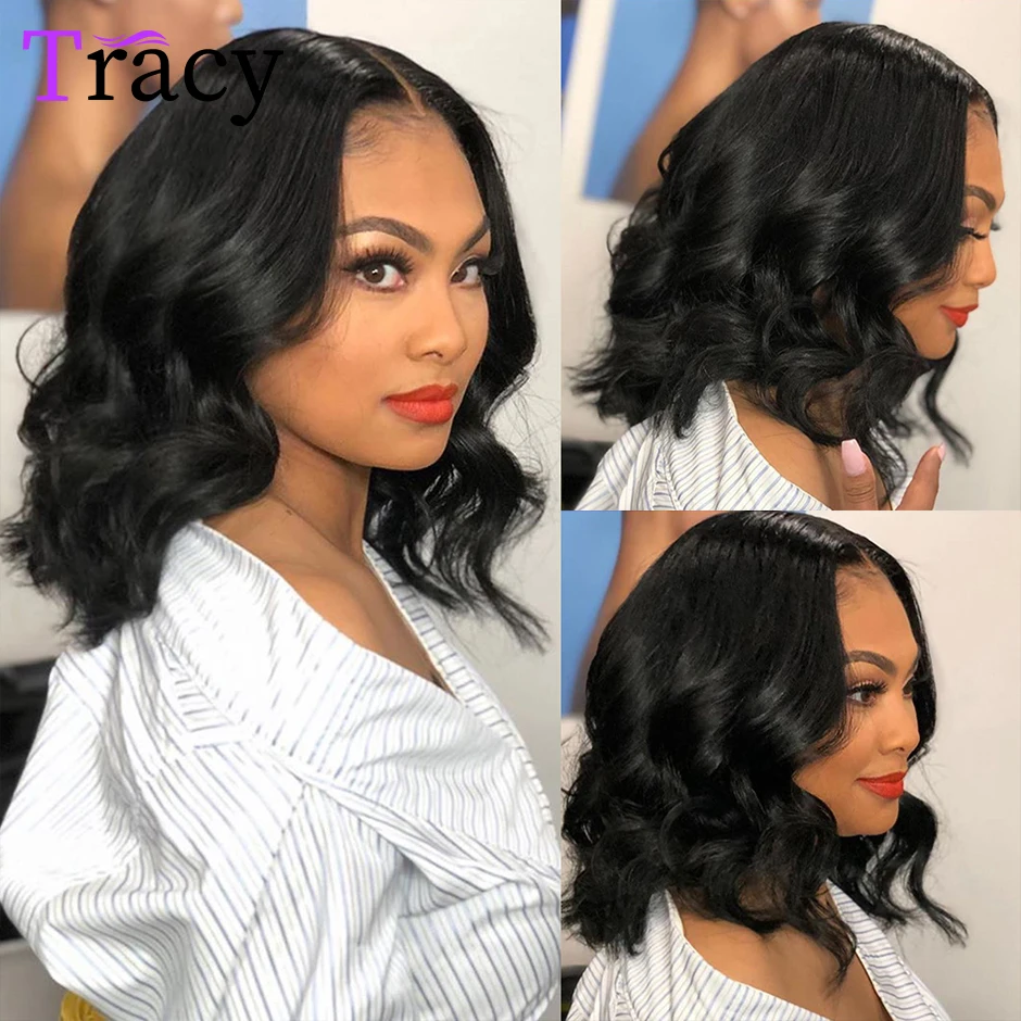 TRACY HAIR 13x4 Body Wave Bob Wig Lace Front Human Hair Wigs Short Bob Wig Pre-Plucked Human Hair Lace Frontal Wigs enlarge