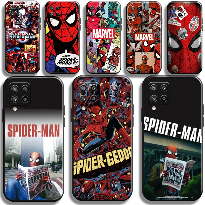 

Marvel Spiderman Comics Phone Case For Samsung Galaxy M12 Liquid Silicon Coque Funda Black Soft Cases Cover Shockproof Back