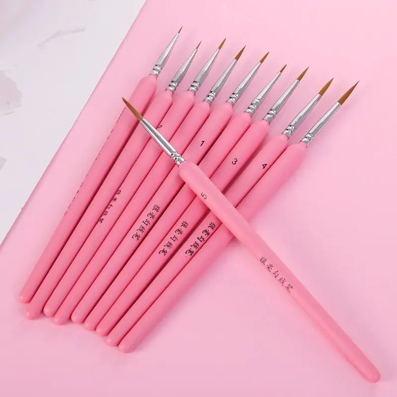 

10Pcs/set Wolf Hair Hook Line Pen Fine Paint Brush Pen Set Artist Watercolor Acrylic Painting Brush Art Drawing Supplies Q1JC