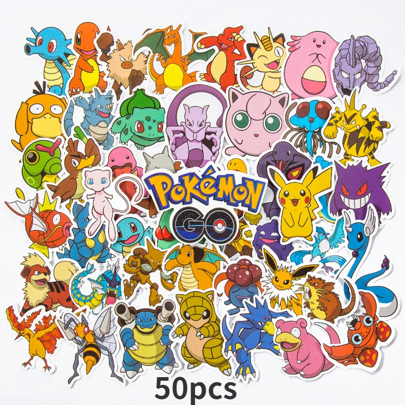 

50Pcs Pokemon Stickers Kawaii Pikachu Skateboard Bicycle Guitar Laptop Anime Cartoon Movie Characters Waterproof Stiker Toys