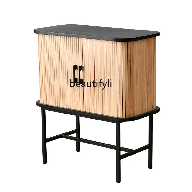 

Nordic Solid Wood Sideboard Small Apartment Sofa Side Cabinet Storage Cabinet Locker Tea Cabinet